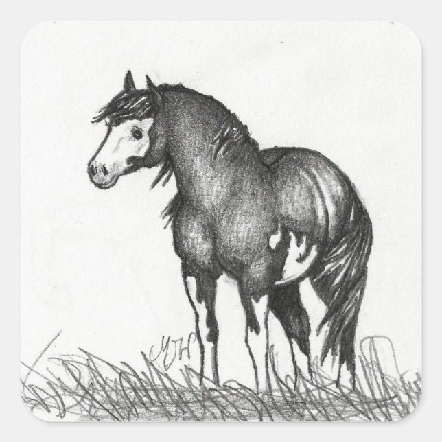 Adesivo Quadrado Vinhetas de Tinta Adoráveis (Frente)