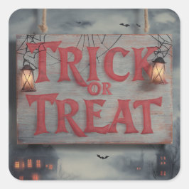 Adesivo Quadrado Vinhetas de truque ou de tratamento