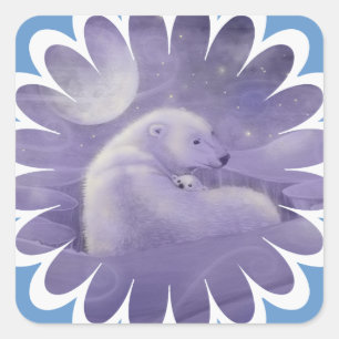 Adesivo Quadrado Vinhetas de Urso Polar