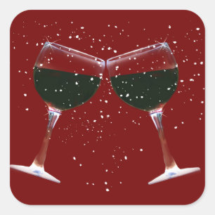 Adesivo Quadrado Vinhetas de vinho de férias divertidas