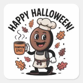 Adesivo Quadrado Vinhetas do Halloween - Designs festivos, divertid