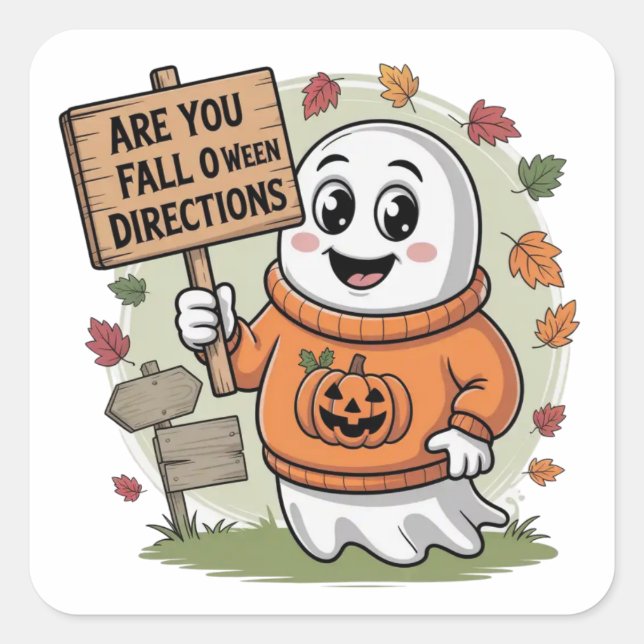 Adesivo Quadrado Vinhetas do Halloween - Designs festivos, divertid (Frente)