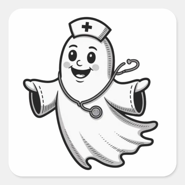 Adesivo Quadrado Vinhetas do Halloween - Designs festivos, divertid (Frente)