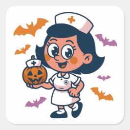Adesivo Quadrado Vinhetas do Halloween - Designs festivos, divertid