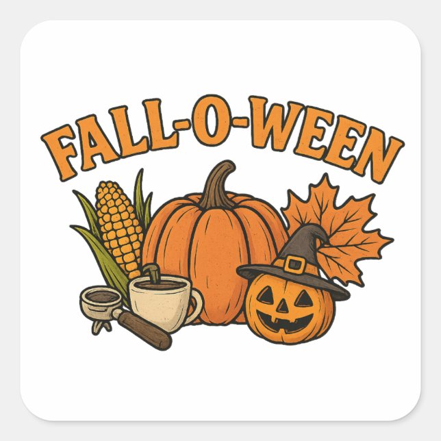 Adesivo Quadrado Vinhetas do Halloween - Designs festivos, divertid (Frente)