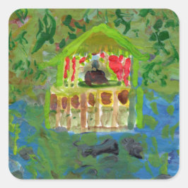 Adesivo Quadrado Vinhetas do pavilhão de mediação pacífica