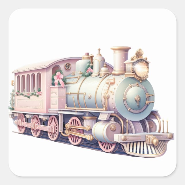 Adesivo Quadrado Vinhetas do trem de Natal (Frente)