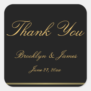 Adesivo Quadrado Vinhetas Douradas Elegantes Negros Grandes