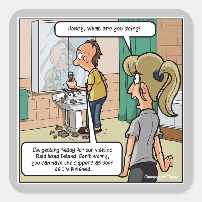 Adesivo Quadrado Vinhetas Engraçadas da Ilha Baleeira (Frente)