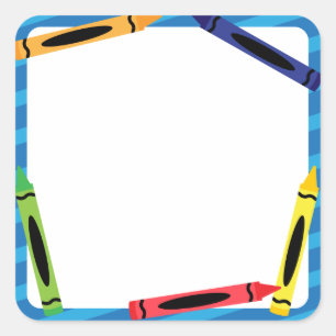 Adesivo Quadrado Vinhetas escolares com lápis de Crayons