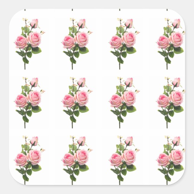 Adesivo Quadrado Vinhetas Florais Rosa (Frente)
