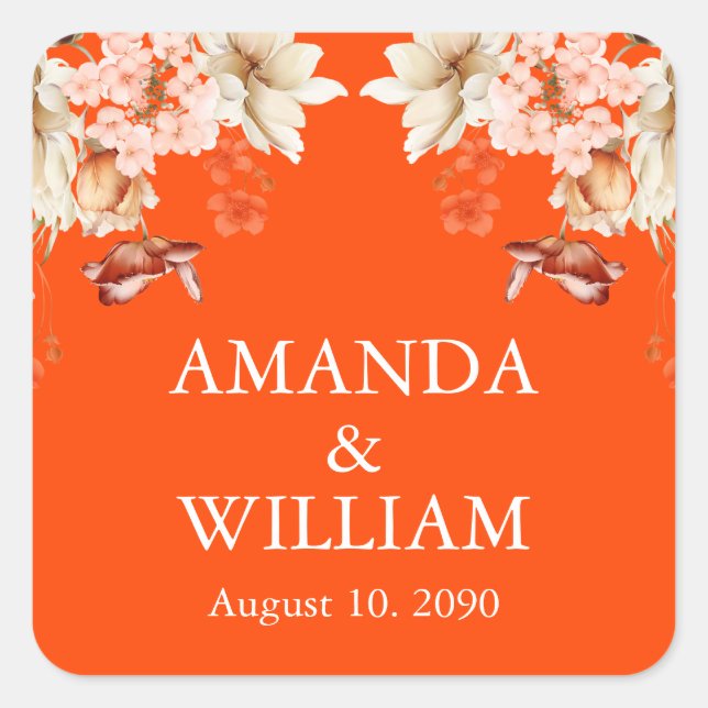 Adesivo Quadrado Vinhetas Florais Sunset Elegantes (Frente)