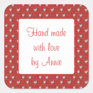 Adesivo Quadrado Vinhetas "Mão Feita" ao quadrado do KNIT 3"