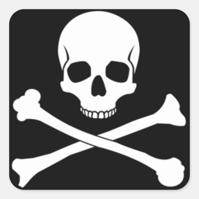 Adesivo Quadrado Vinhetas na Praça do Crânio e Crossbone (Frente)