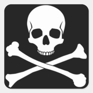 Adesivo Quadrado Vinhetas na Praça do Crânio e Crossbone