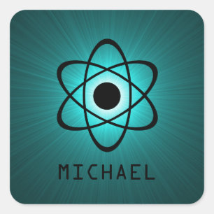 Adesivo Quadrado Vinhetas Nerdy Atomic Personalizáveis, Teal