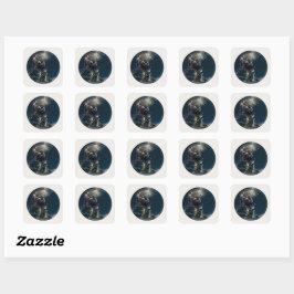 Adesivo Quadrado Vinhetas Noturnas Estreladas de Gato Negro