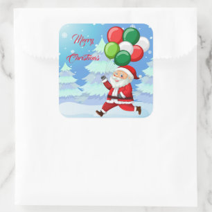 Adesivo Quadrado Vinhetas-Papais noeis-de-Natal