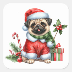 Adesivo Quadrado Vinhetas para cães festivos