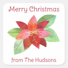 Adesivo Quadrado Vinhetas para doações de poinsettia natalícia
