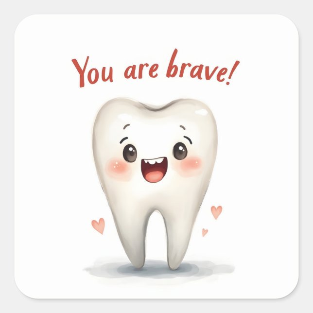 Adesivo Quadrado Vinhetas para pequenos dentistas (Frente)