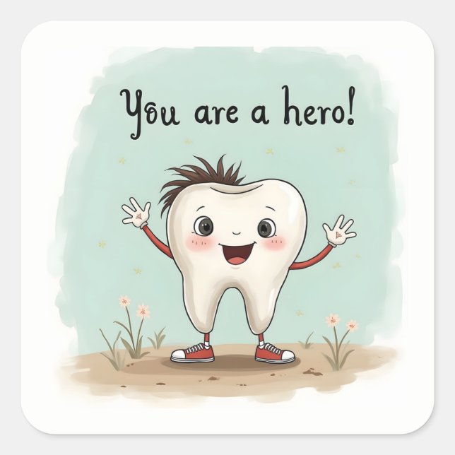 Adesivo Quadrado Vinhetas para pequenos dentistas (Frente)