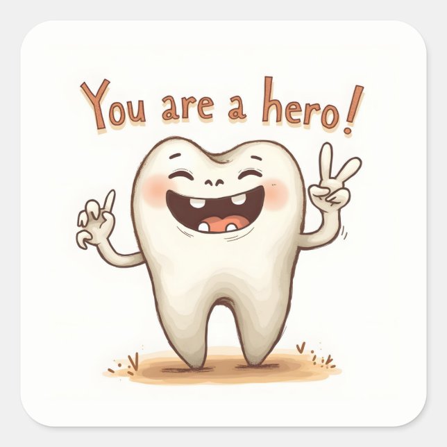 Adesivo Quadrado Vinhetas para pequenos dentistas (Frente)