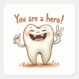 Adesivo Quadrado Vinhetas para pequenos dentistas