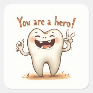 Adesivo Quadrado Vinhetas para pequenos dentistas