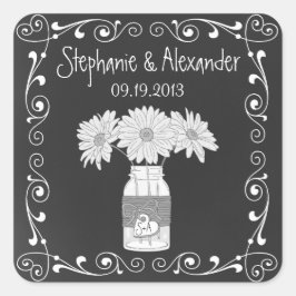 Adesivo Quadrado Vinhetas personalizadas de favores personalizadas
