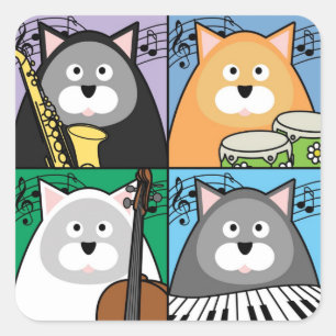 Adesivo Quadrado Vinhetas Praças de Gato Hep