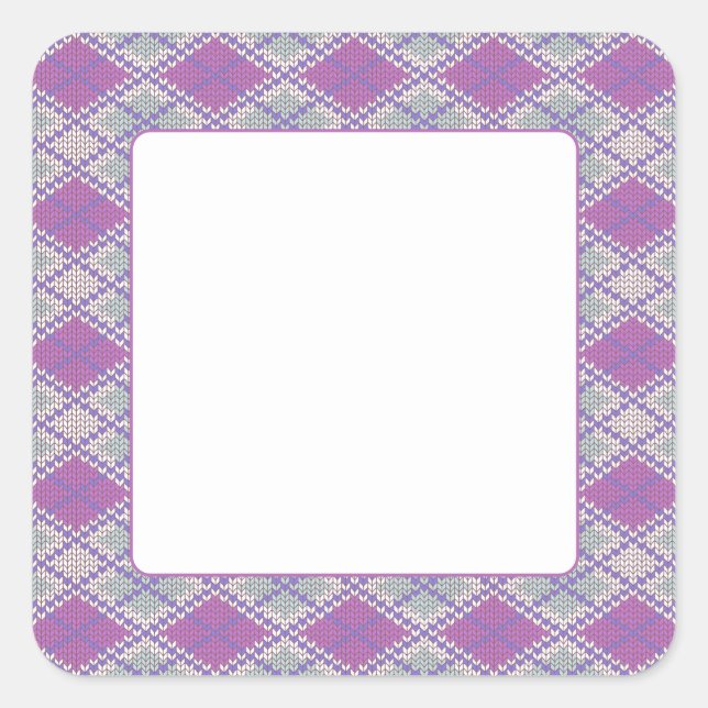 Adesivo Quadrado Vinhetas quadradas do LILAC ARGYLE KNIT 1,5" (Frente)