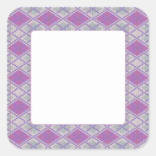 Adesivo Quadrado Vinhetas quadradas do LILAC ARGYLE KNIT 3"