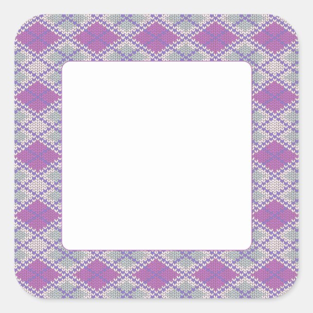 Adesivo Quadrado Vinhetas quadradas do LILAC ARGYLE KNIT 3" (Frente)