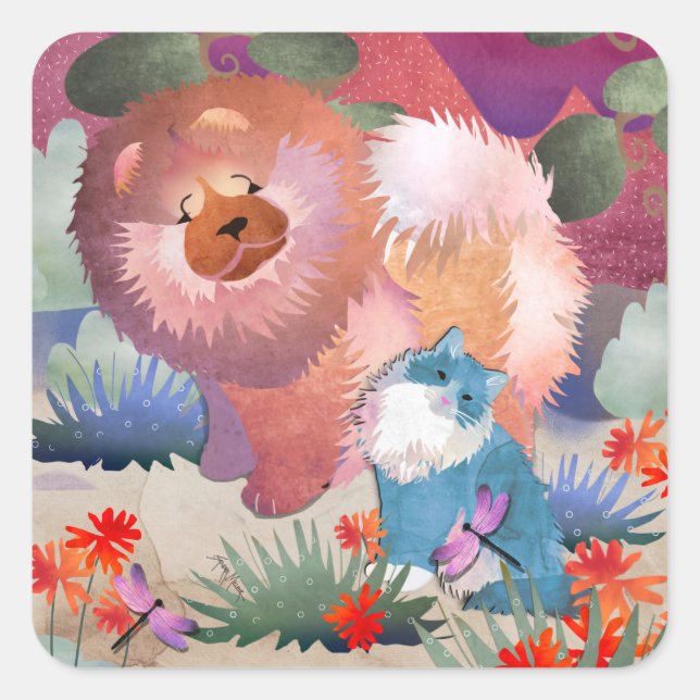 Adesivo Quadrado vinhetas quadradas LIONZ E DRAGONZ (Frente)