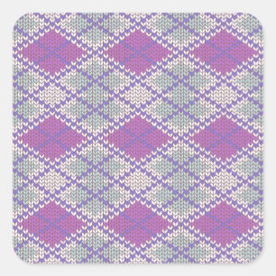Adesivo Quadrado Vinhetas quadradas pequenas do KNIT ARGYLE LILAC