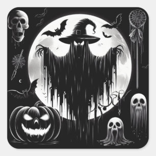 Adesivo Quadrado Vinhetas Spooky