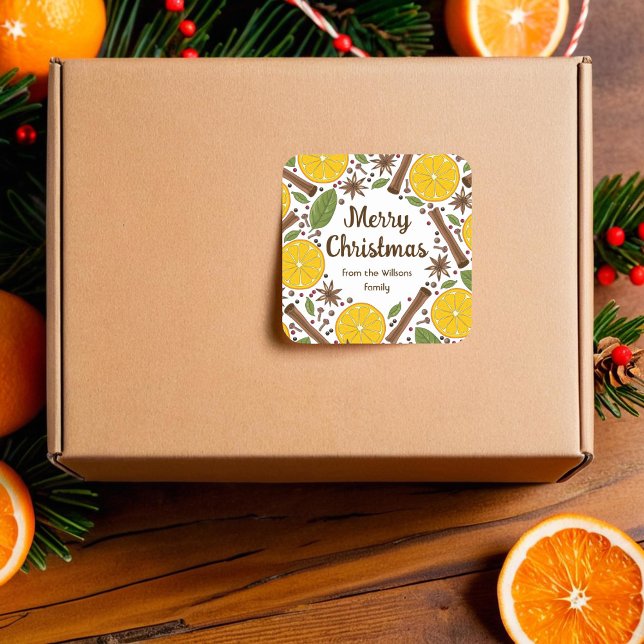 Adesivo Quadrado Vinho branco apimentado (Christmas mulled wine spicy white square sticker)