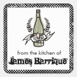 Adesivo Quadrado Vinho caseiro do vinhedo francês feito sob