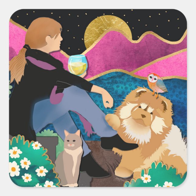 Adesivo Quadrado VINHO COM Vinhetas-Vaca (Frente)