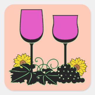 Adesivo Quadrado Vinho e Girassóis