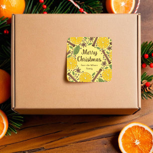 Adesivo Quadrado Vinho malhado de Natal apimentado amarelo brilhant