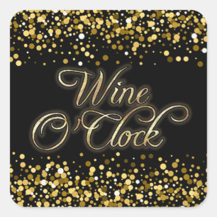 Adesivo Quadrado Vinho O'Clock Dourado Sparkle