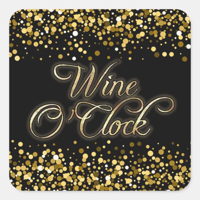 Adesivo Quadrado Vinho O'Clock Dourado Sparkle (Frente)