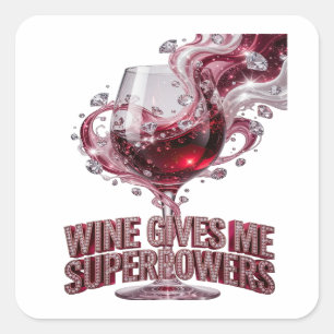 Adesivo Quadrado Vinho Rosa na MODA ME DÁ SUPERPODERES Estilo Vinil