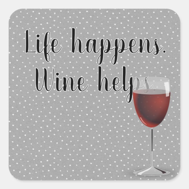 Adesivo Quadrado Vinho Vermelho Em Bolinhas Com Cotação (Frente)