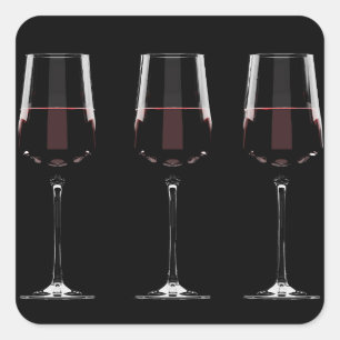 Adesivo Quadrado Vinhos com vinho tinto em preto