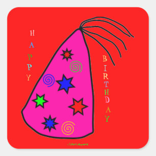 ADESIVO QUADRADO VINHOS DE ANIVERSÁRIO - PARTITY HAT - GIFTWRAP GI