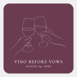 Adesivo Quadrado Vino Antes dos Votos Chique Bridal Shower de Vinho