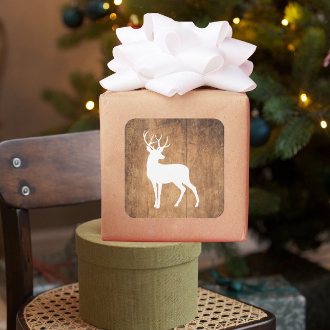 Adesivo Quadrado Vintaga Beauty Wood & Deer (Criador carregado)